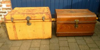 2 old tin trunks