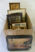 Box of various prints, some trains / transport