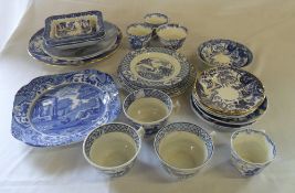 Box of blue & white ceramics inc some Royal Crown Derby etc