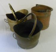2 coal scuttles & a copper bucket