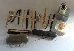 Various watches, glasses frames & a cutthroat razor