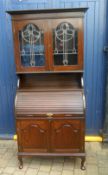 Tamber fronted art nouveau bureau bookcase