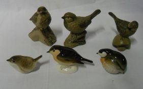 3 Poole pottery bird figures & 3 Russian bird figures