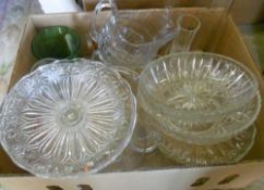 Box of various glassware inc jugs, vases etc