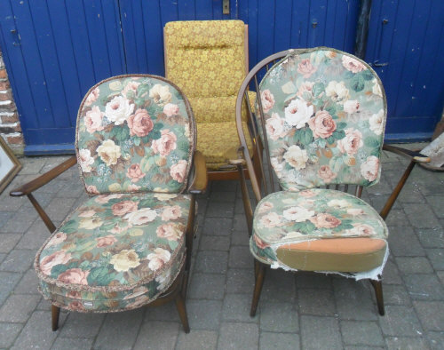 2 Ercol arm chairs & a 1960s chair (shipping only)