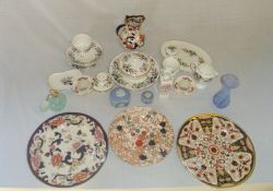 Mason's jug & plates, Wedgwood ceramics, Caithness scent bottle etc