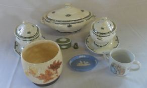 Wedgwood tureens, jasperware trinket dish, Sylvac bowl etc