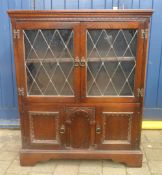 Sm oak leaded glass display cabinet