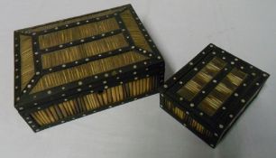 2 Porcupine quill boxes containing costume jewellery