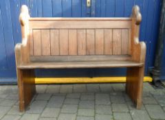 Vict pitch pine church pew, approx 114cm in length