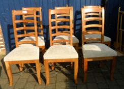 Six modern ladder back dining chairs