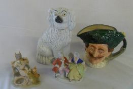 Royal Doulton character jug, Staffordshire dog, Border fine arts figure, 2 vases etc