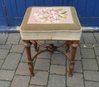 Reproduction tapestry walnut stool