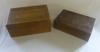 Carved wooden box & one other wooden box