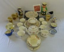 Ceramics inc Toby style jugs, commemorative plate, part tea service etc