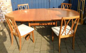 G Plan oval extending dining table (2.09m) & 4 G Plan dining chairs