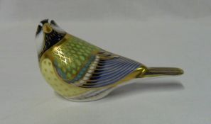 Royal Crown Derby 'Great Tit' with silver stopper