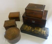 Various sized wooden treen boxes