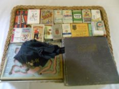 Cigarette cards, playing cards, bag of marbles etc