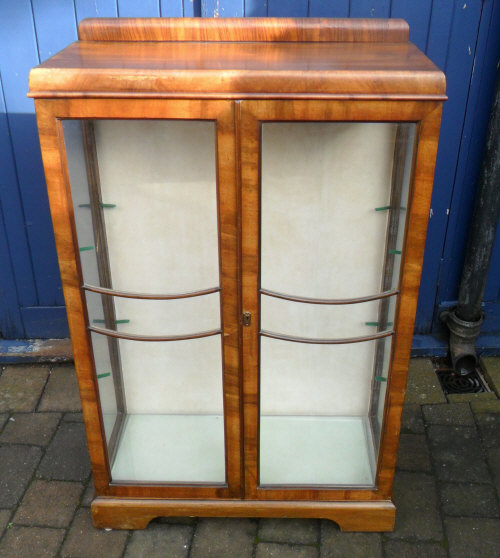 1930s display cabinet with glass shelves