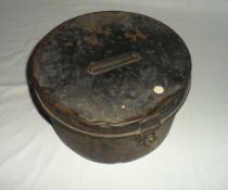 Tin hat box marked 'R.H. Langford'