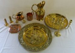 Brass wall plates, candelabra, lighters etc