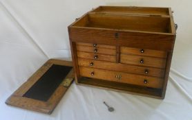 Early 20th cent oak compartmental chest, maker CQR