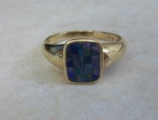 9ct gold mosaic ring - size approx U