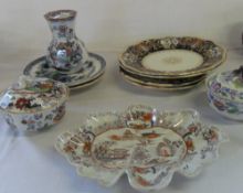 Masons ceramics inc tureen stand, lidded sugar bowl etc