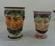 2 19th cent ceramic Bacchus cups