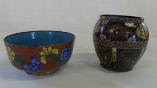 Cloisonné bowl & vase