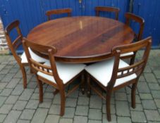 Circular mah dining table & 6 dining chairs