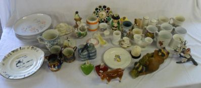 Lg box of various ceramics inc Carlton Ware, Doulton plate, various mugs etc