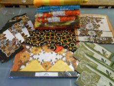 Vintage fabrics dating 1960 - 70 including napkins, etc