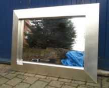 Ex display lg silver framed wall mirror, size approx 120 x 90 cm