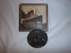 The 'Lusitania' (German) a replica of the medal which was designed in Germany that was distributed