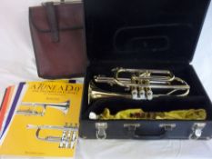 Blessing Scholastic cornet with case & accessories & bag containing music books