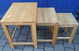 Modern oak nest of 3 tables