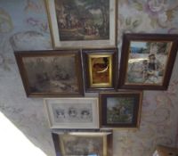 7 framed pictures inc a crystoleum tint & 'The sale of the pet lamb', etc