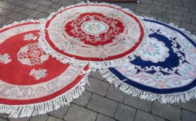 3 Chinese circular rugs, size approx 4 ft dia
