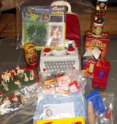 Box of vintage toys inc Britain's Lucy's Garden, unopened 1960's, Peter Pan 60's chocolate machine