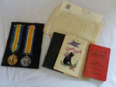WWI pair to R258530 Pte G.H.Blackburn A.S.C died Flanders France, with associated ephemera