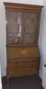 Bureau bookcase with art nouveau inlay