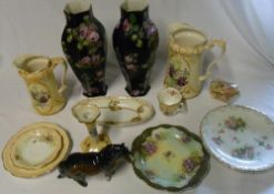 Box of ceramics inc Beswick horse, vases, plates etc