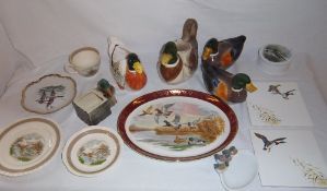 Duck plates, figurines, teapot, etc