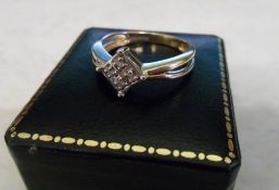 9ct gold and diamond ring, size approx L