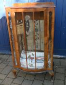 Sm bow fronted display cabinet with mirror back