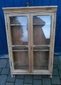 Vict pine glass fronted wall unit