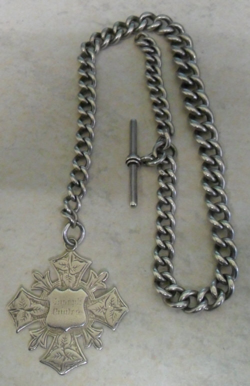 Silver fob chain, Birm 1889, wt approx 2.5 oz
