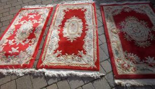3 rectangular chinese rugs, size approx 4ft length